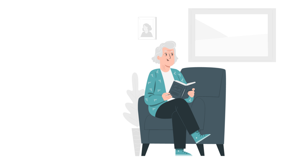 Grafik einer Seniorin im Ruhestand